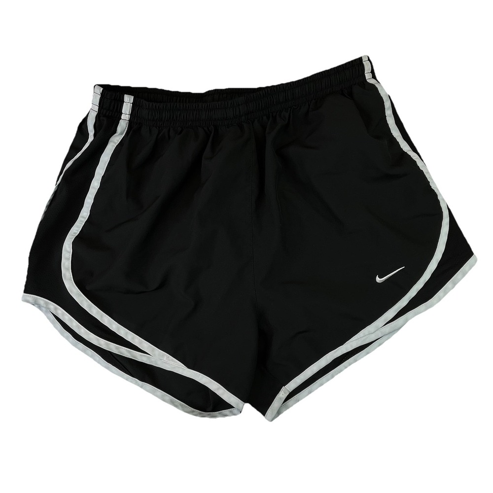 Women's Nike Dri-Fit Relaxed Fit Lined W/Pocket Running Black White Shorts Sz S